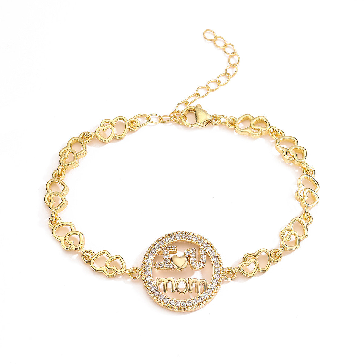 Minimalist Geometric Copper Bracelet with 18K Gold Plating and Zircon Inlay for Women