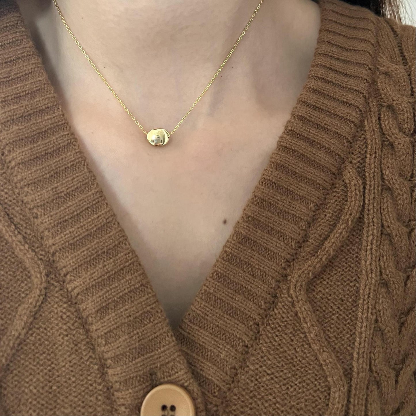 Collar minimalista dulce de plata de ley 925 con lunares geométricos redondos