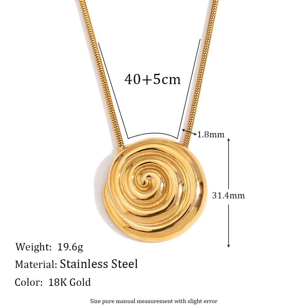 Collar con colgante geométrico de estilo vintage en acero inoxidable con baño de oro de 18 quilates para mujer