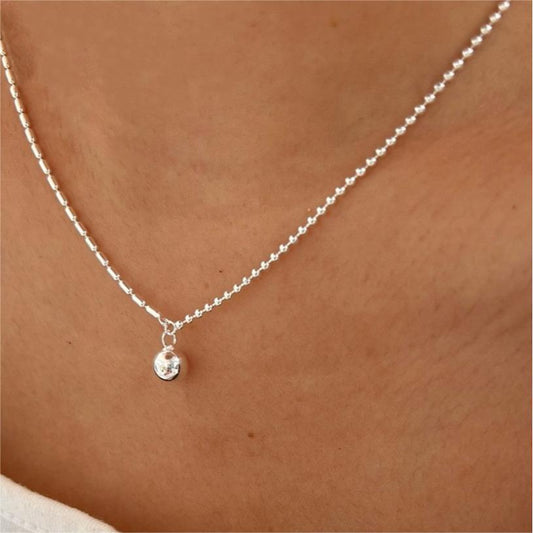 Collana Girocollo Minimalista Geometrica con Perline Rotonde da Donna in Argento Sterling 925 con Finitura Placcata