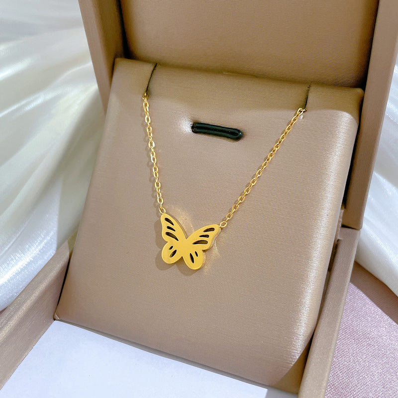 Collana con pendente geometrico minimalista in acciaio al titanio placcato per donna