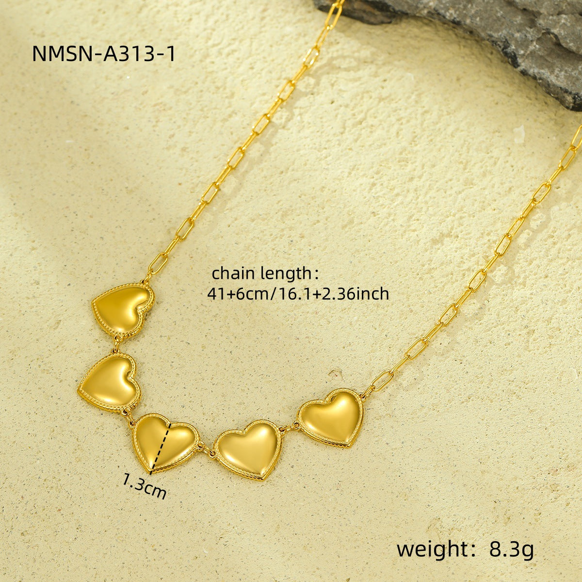 Collana con Medaglione a Cuore alla Moda in Acciaio Inossidabile Placcato Oro 18K da Donna