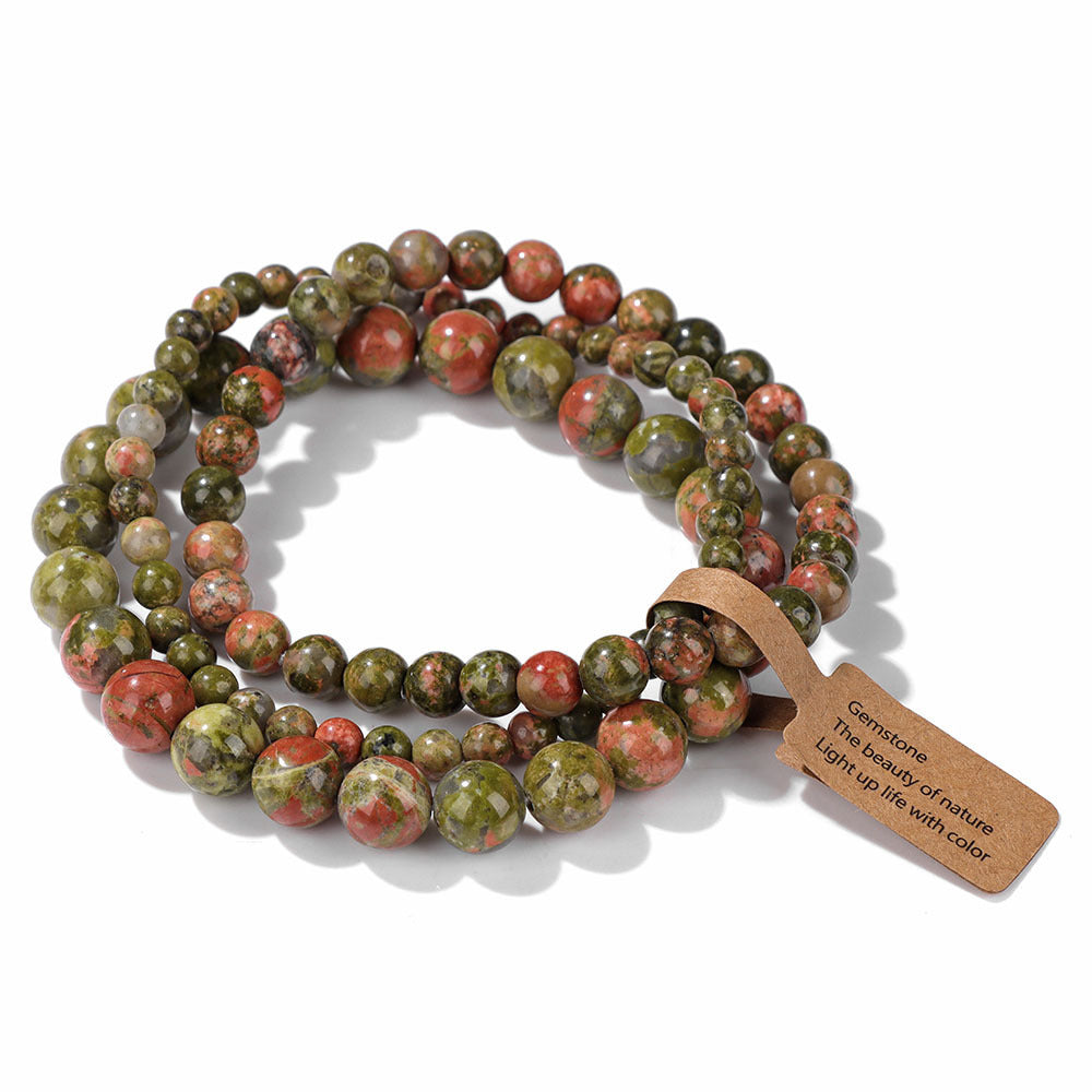 Vintage Minimalist Geometric Stone Beaded Stretch Bracelet Set Unisex Jewelry