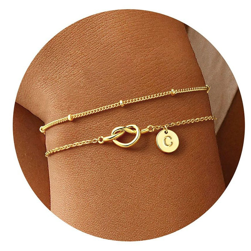 Fashion Layered Stainless Steel Letter Bracelet for Women