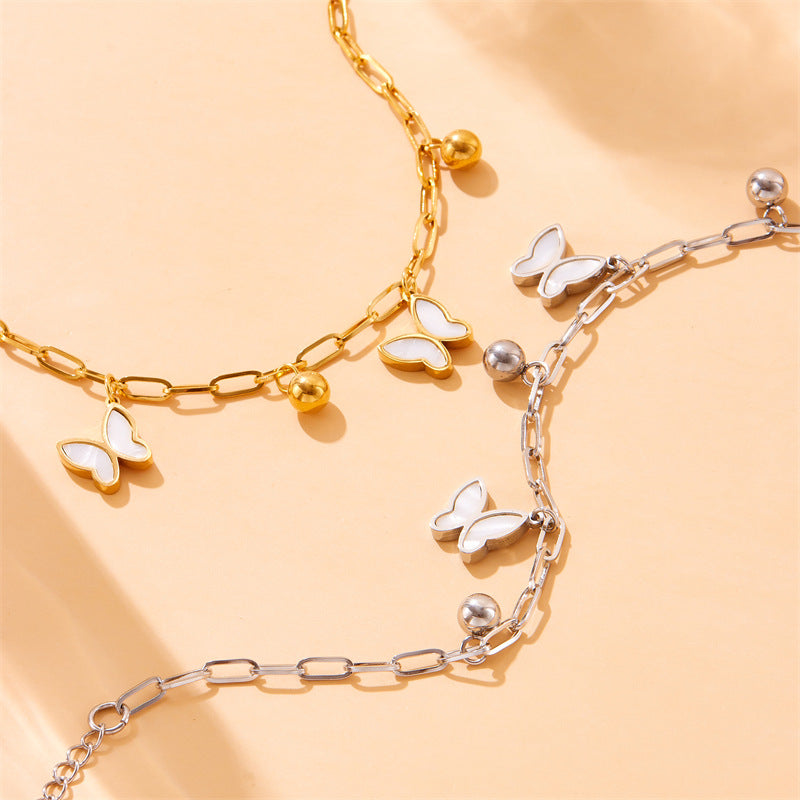 Bracciale di lusso da donna in acciaio inossidabile placcato a forma di cuore, stella o farfalla
