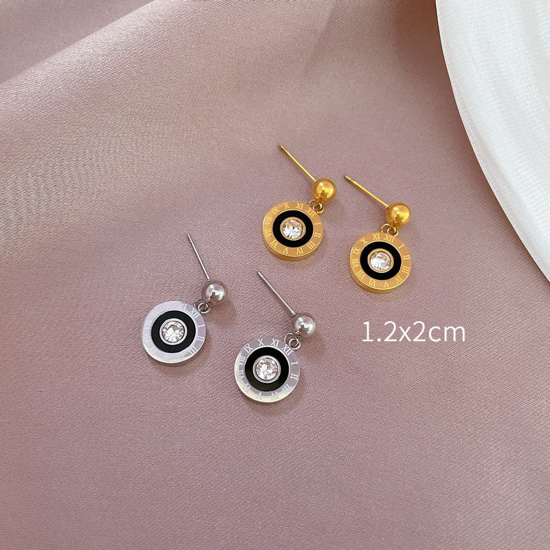 Minimalist Geometric Titanium Steel Earrings with Plated Finish for Women, Nature-Inspired Cosmic Design