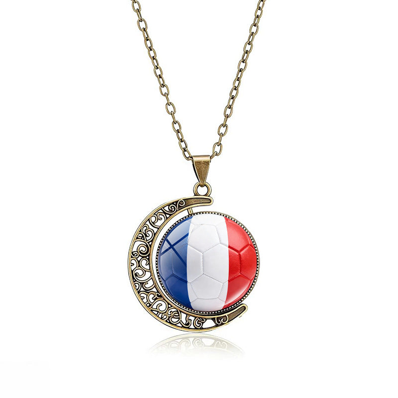 Collana Pendente Luna Placcata in Lega Casual con Ciondolo Rotante Geometrico in Cristallo, Catena a Cavo Unisex