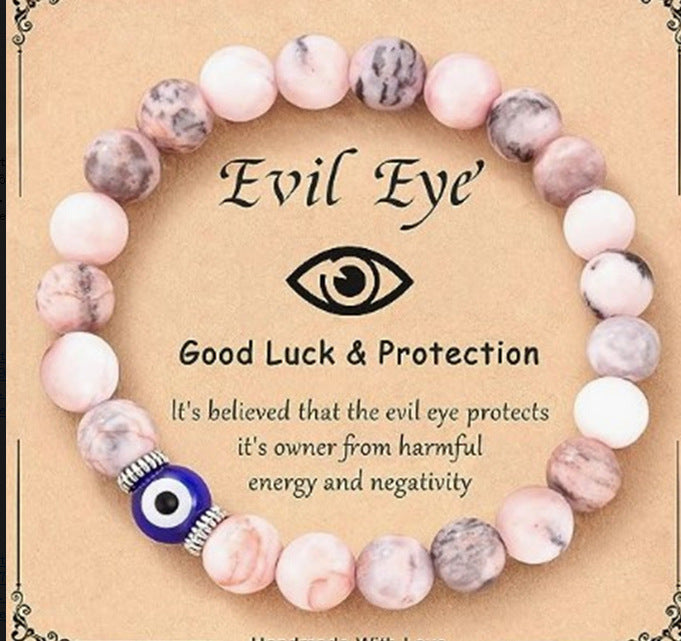 Minimalist Business Round Geometric Agate Crystal Evil Eye Bracelet Unisex Handmade Jewelry