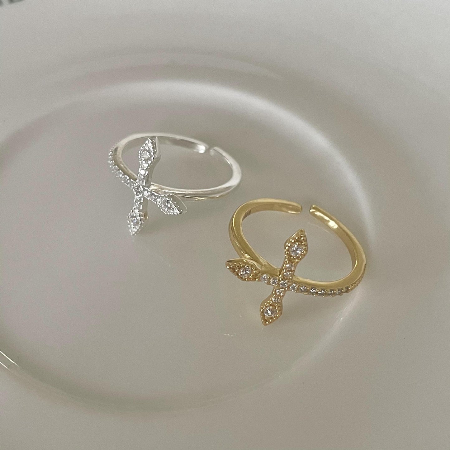 Minimalist 925 Sterling Silver Geometric Cross Ring for Women