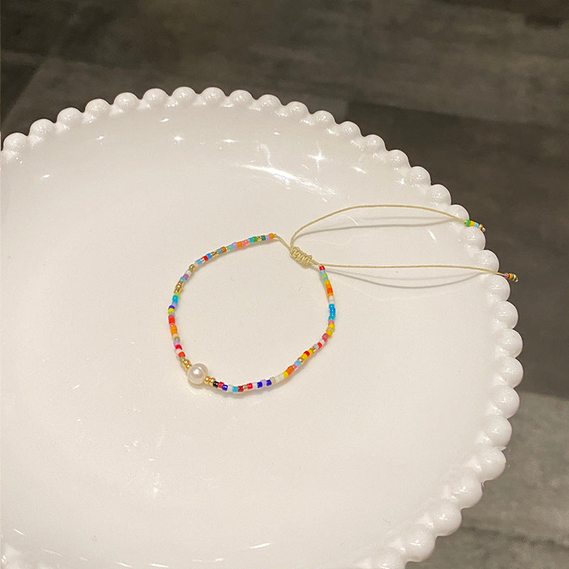 Sweet Geometric Glass Seed Pearl Bracelet