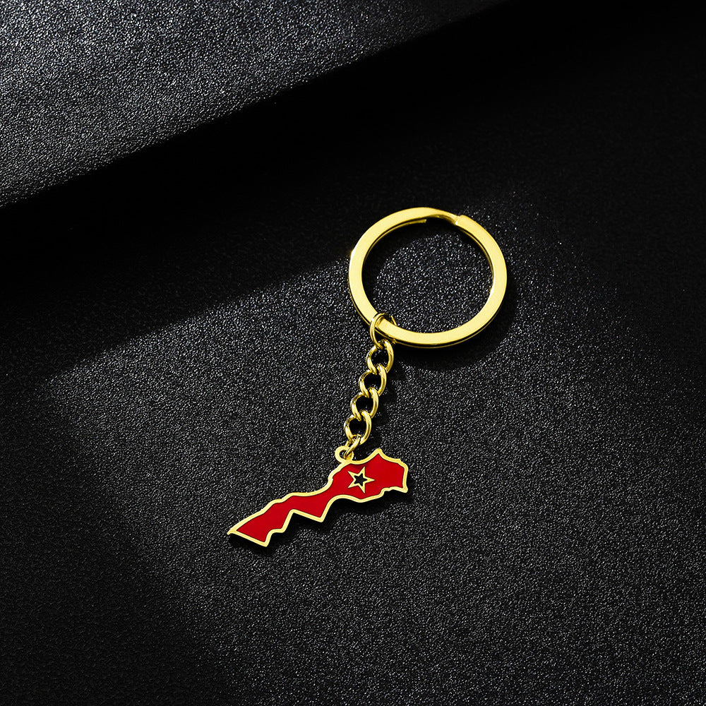 Colgante Vintage Llave Marroquí de Acero Titanio con Acabado Esmaltado Accesorio de Moda Unisex