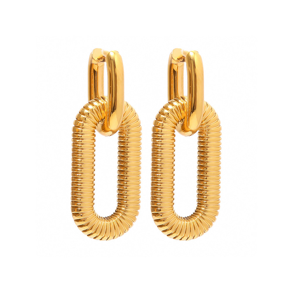 Exaggerated 18K Gold Plated Geometric Square Stainless Steel Earrings for Women