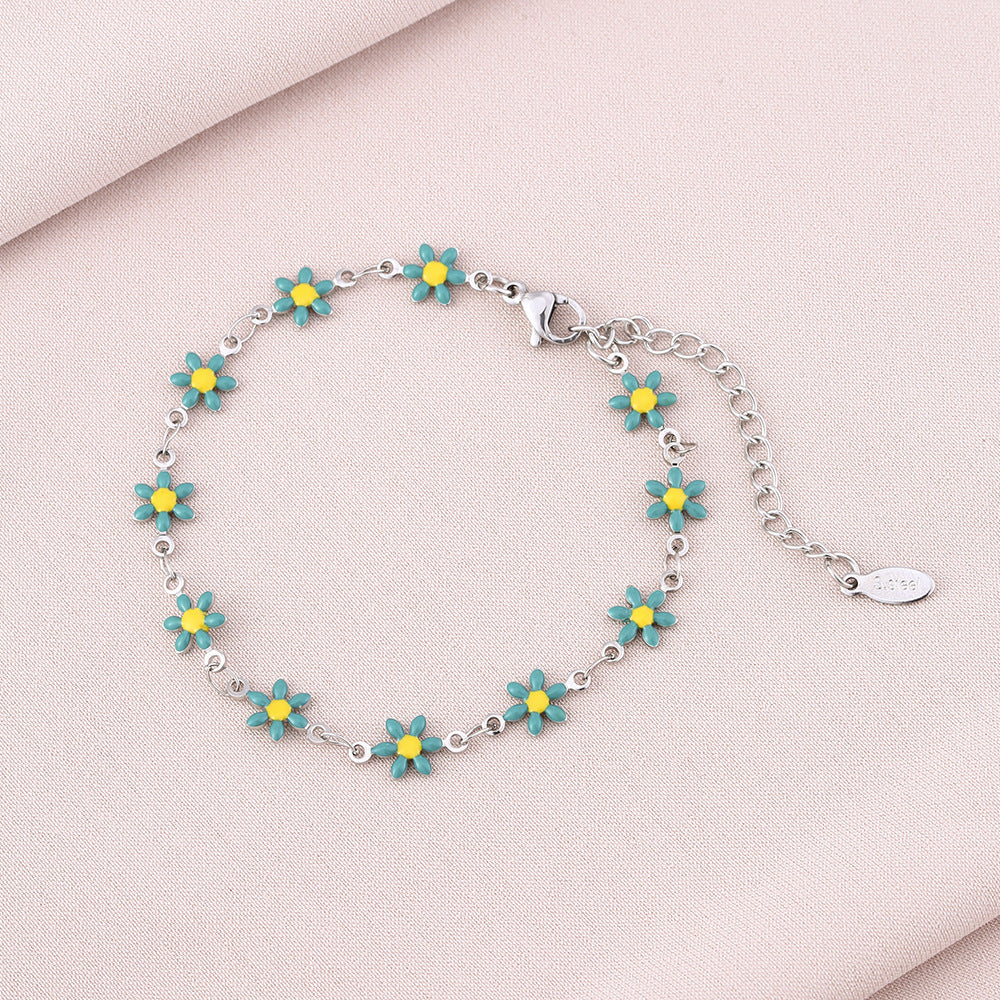 Pulsera geométrica minimalista de acero inoxidable con motivo de pétalos para mujer y hombre, accesorio de moda electrochapado
