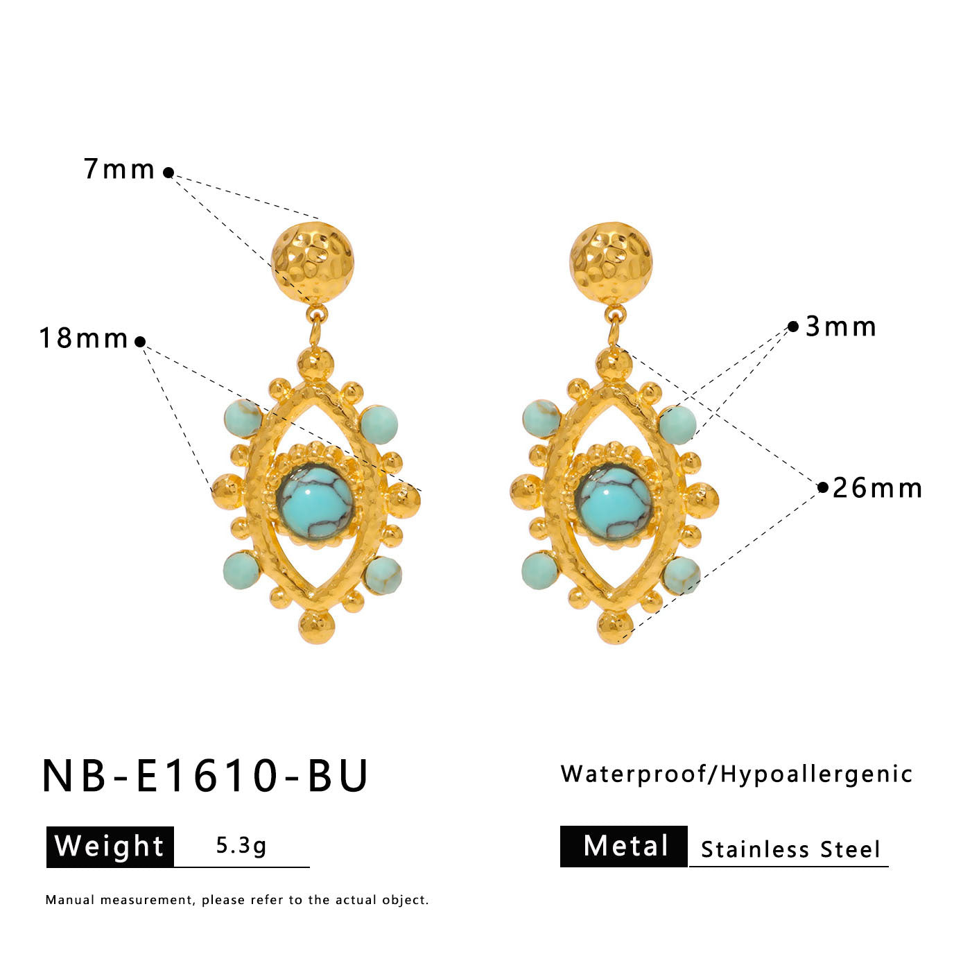 Minimalist Geometric Eye-Shaped Stainless Steel Earrings with Pearl Accents and 18K Gold Plating