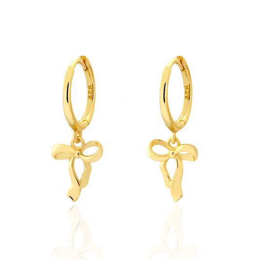Orecchini a fiocco da donna in argento sterling 925 placcato, dolci ed eleganti