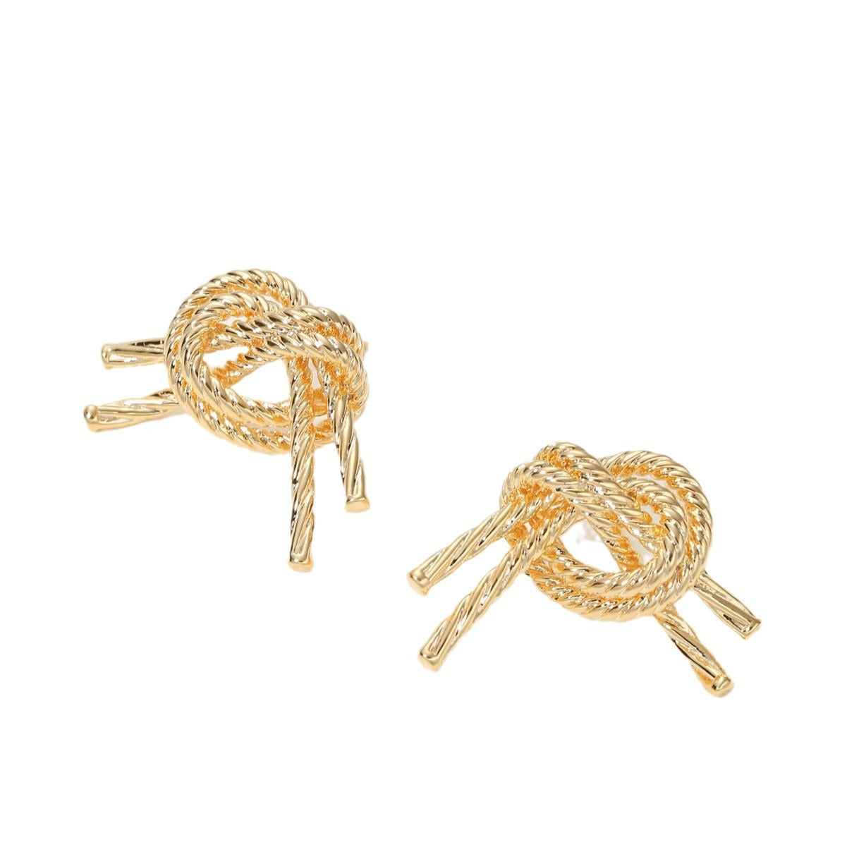 Pendientes de cobre minimalistas con forma de lazo dulce con acabado galvanizado para mujer