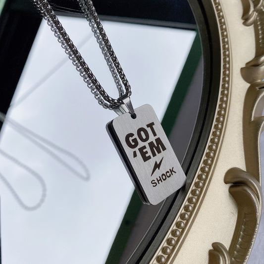 Streetwear Geometric Square Titanium Steel Pendant Stainless Steel Ball Chain Necklace for Unisex