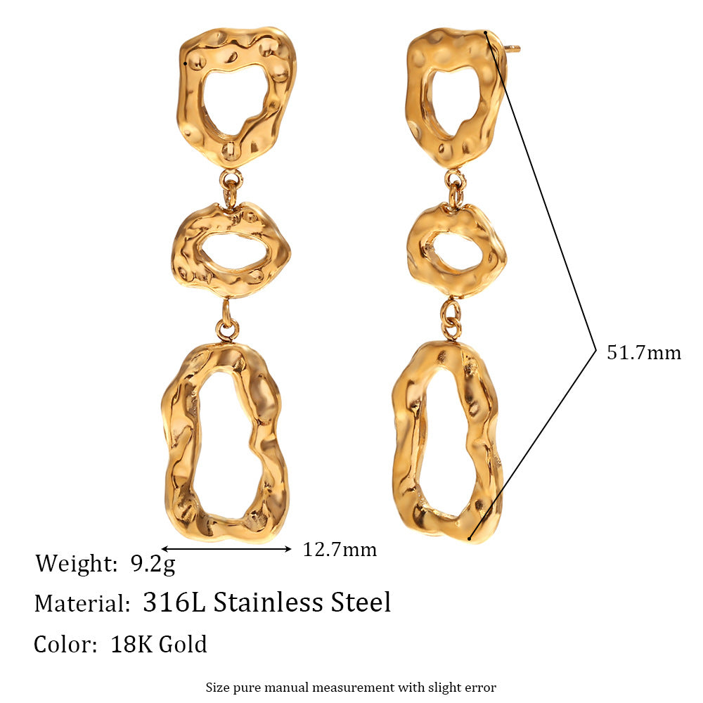 Orecchini da donna in acciaio inossidabile placcato oro 18K, design a mezzaluna vuota, ispirazione geometrica francese vintage