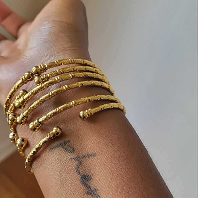 Punk Irregular Geometric Rhombus Round Twisted Rope Chain Plated Iron Bracelet Set for Women