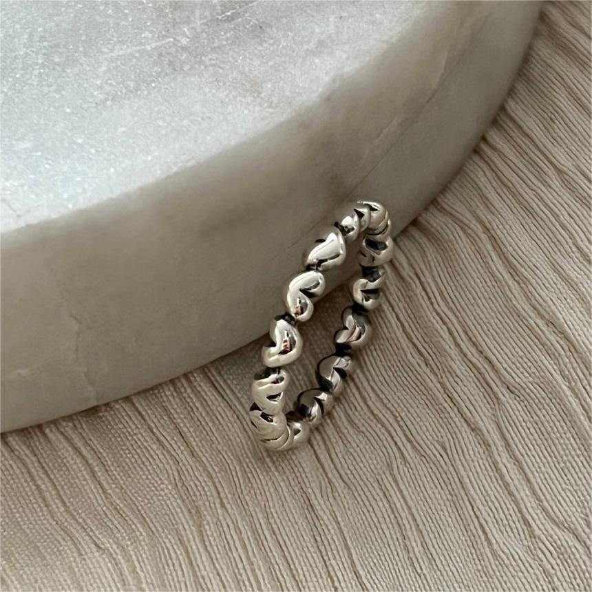 Anello vintage regolabile in argento sterling 925 a forma di cuore da donna, con stile minimalista e fresco e dolce