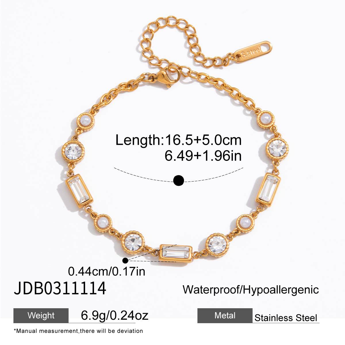 Elegant Geometric Stainless Steel Plated Rhinestone Bracelet for Women
