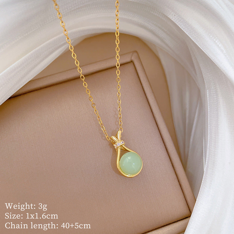 Geometric Style Titanium Steel Necklace with Copper Pendant Plated in Real Gold for Women and Men