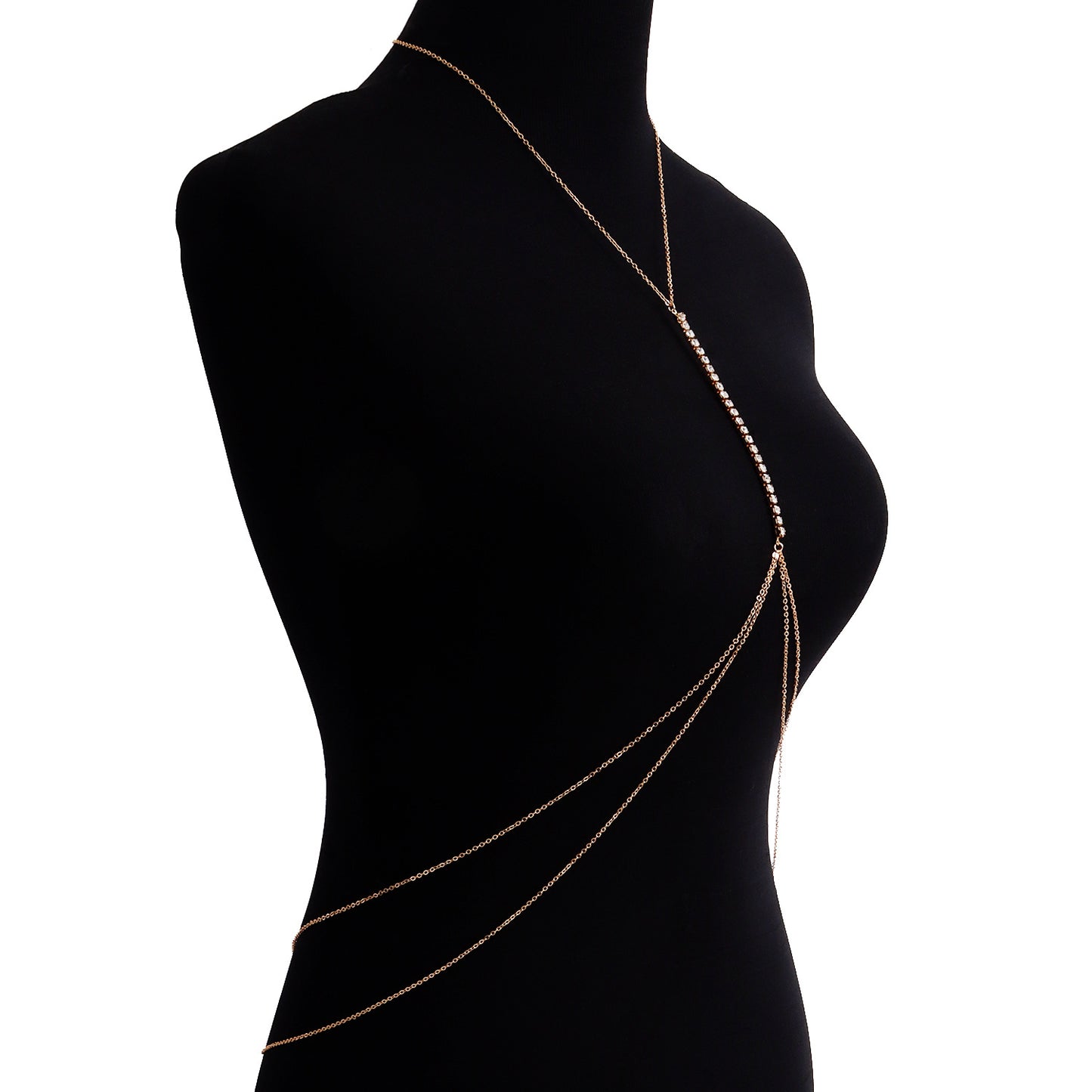 Minimalist Punk Rhinestone Cable Chain Body Chain for Women