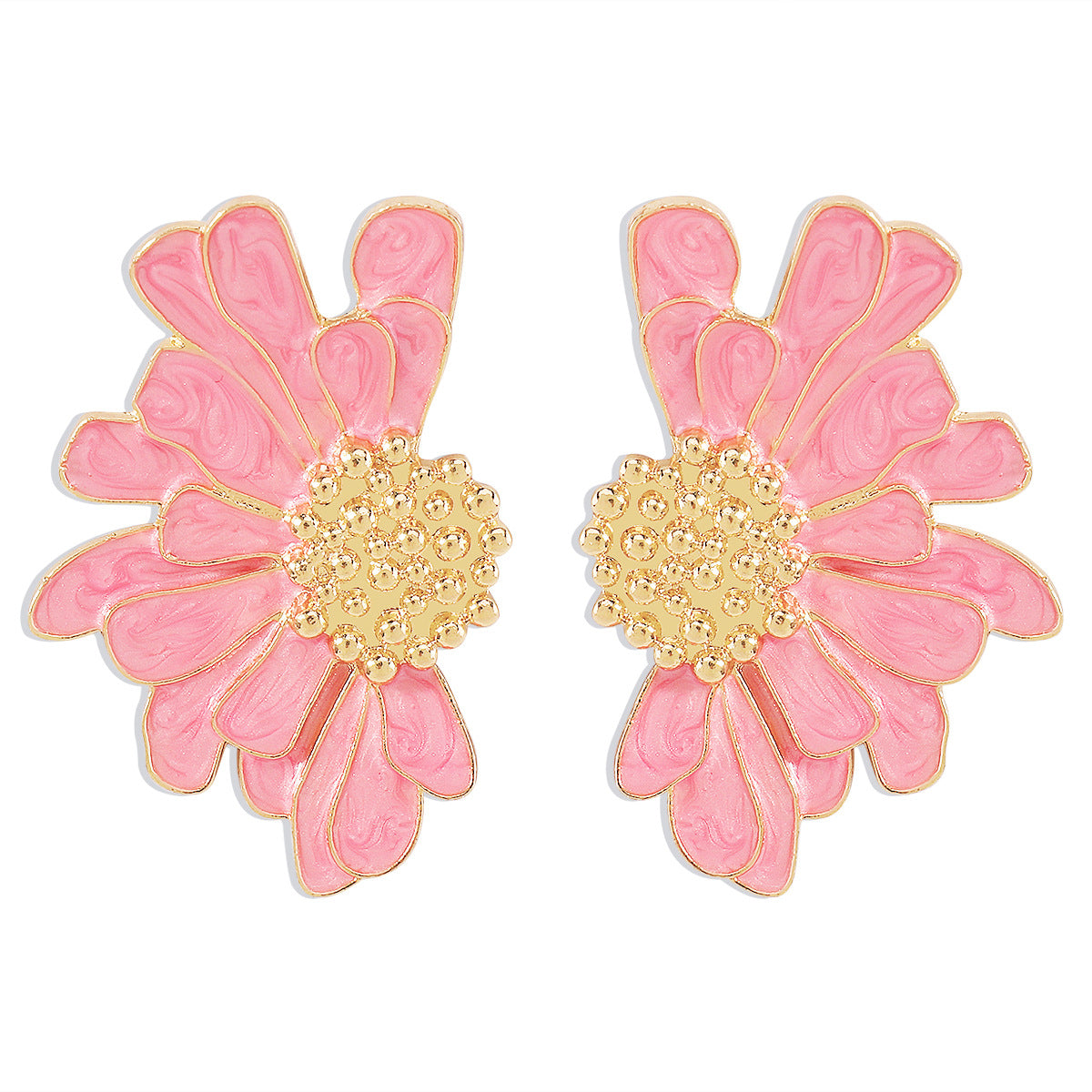 E8418 Pendientes de Aleación Florales Geométricos para Mujer Estilo Vintage Dulce-Genial Joyería Chapada