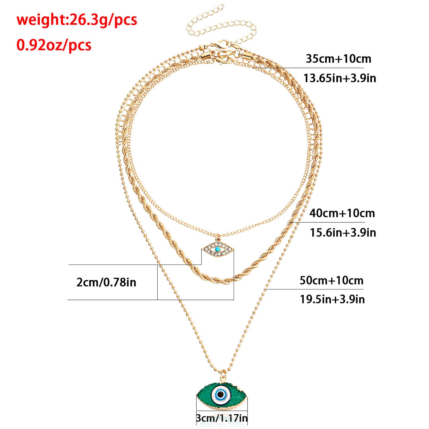 Minimalist Geometric Evil Eye Pendant Necklace in Alloy with Electroplating on Twisted Chain for Women