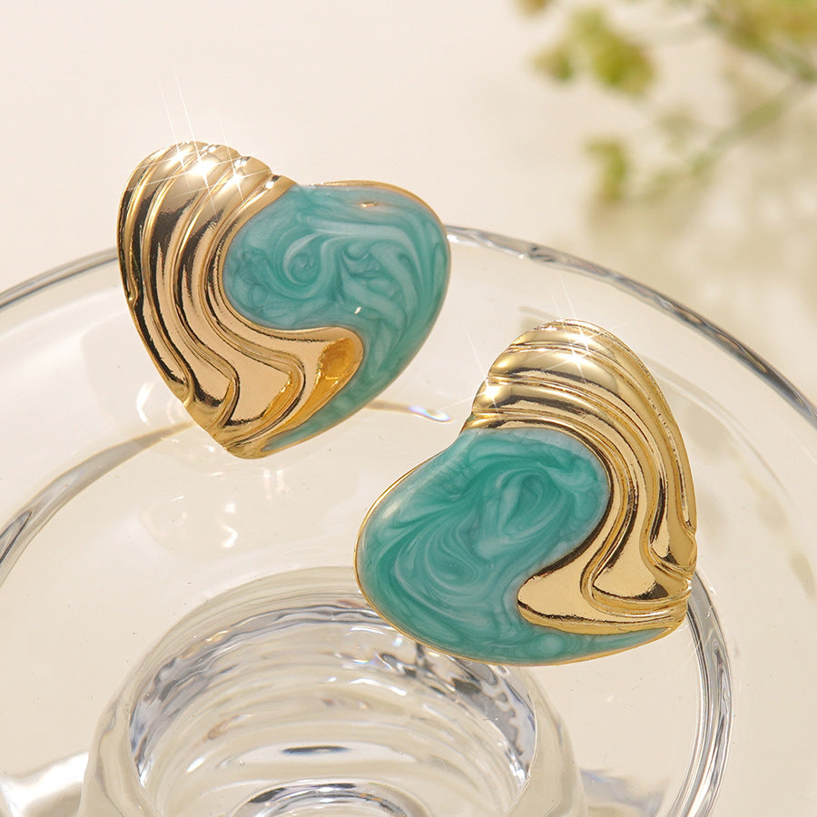 Orecchini Eleganti Casual a Goccia con Cuore in Acciaio Inossidabile