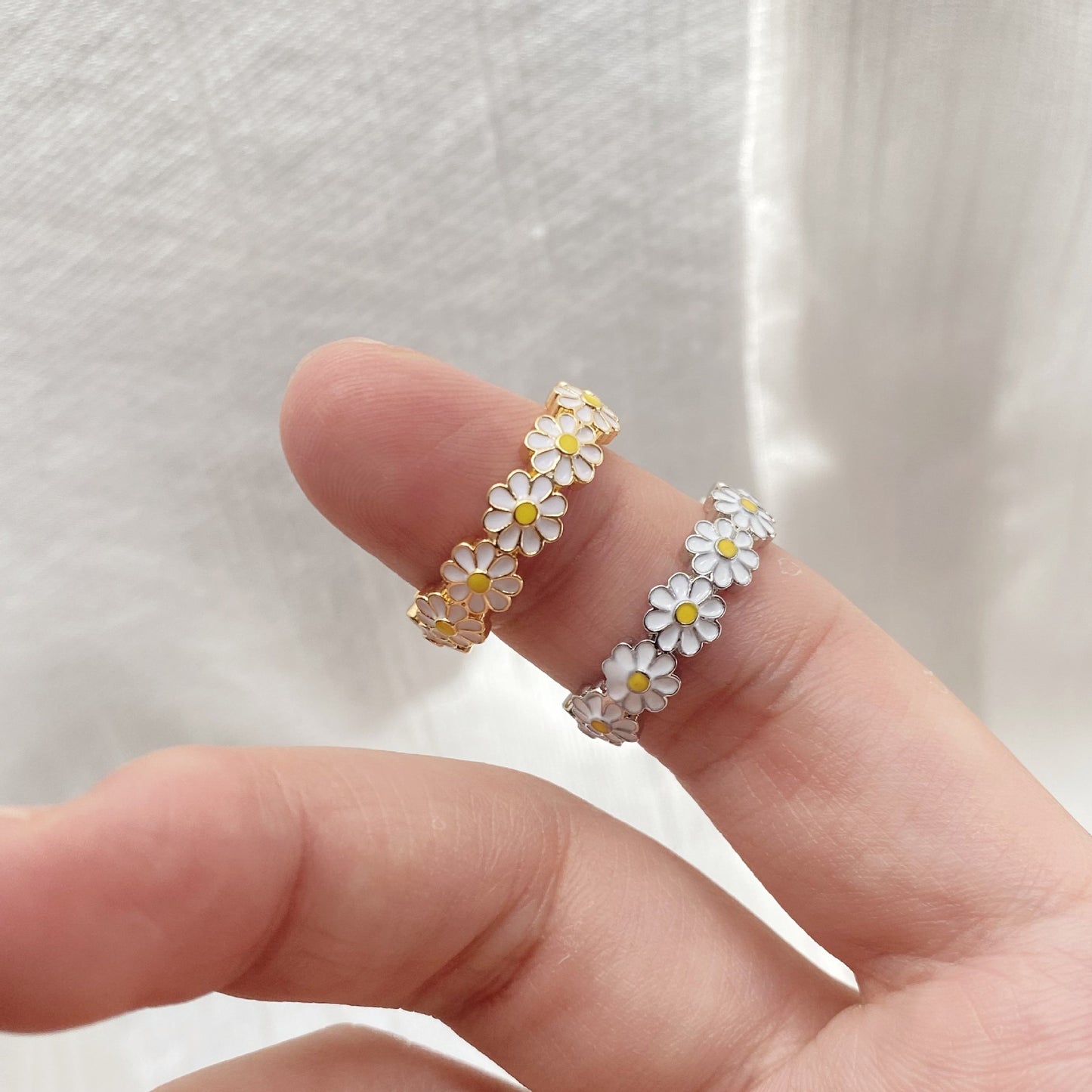 Minimalist Elegant Plated Titanium Steel Flower Ring for Women