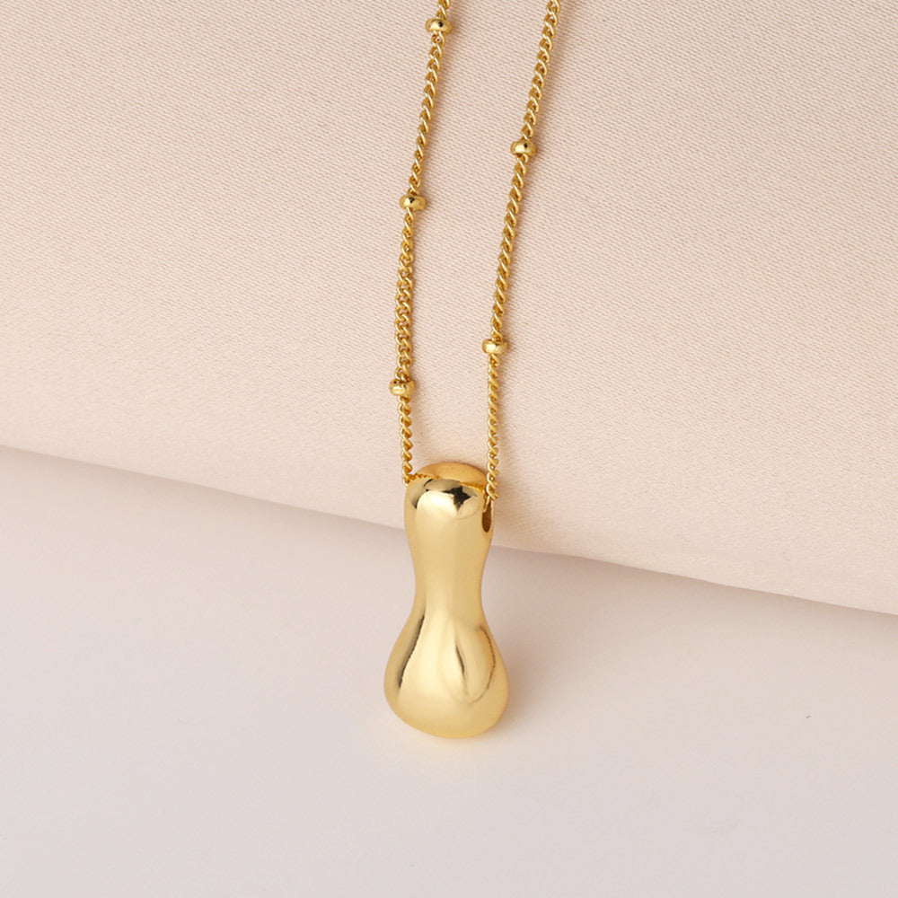 Minimalist Gold Plated Brass Letter Pendant Necklace Cable Chain Unisex Jewelry