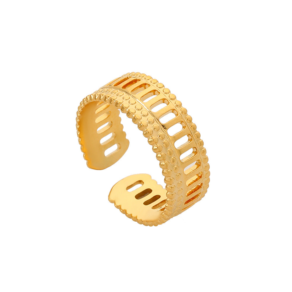 Geometric Heart Plated Titanium Steel Open Ring Unisex