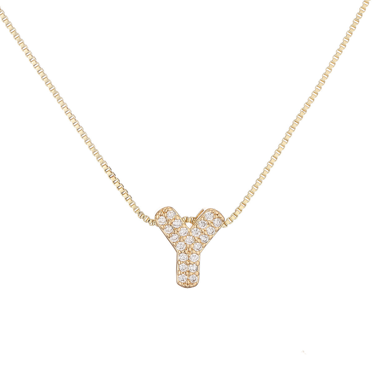 Collar con colgante de cobre minimalista con forma de letra para mujer con baño de oro de 18 quilates, delicada cadena para la clavícula