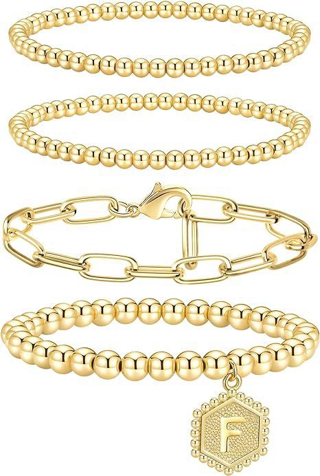 Minimalist Geometric Stainless Steel Brass Plated Paperclip Chain Bracelet Set for Women
