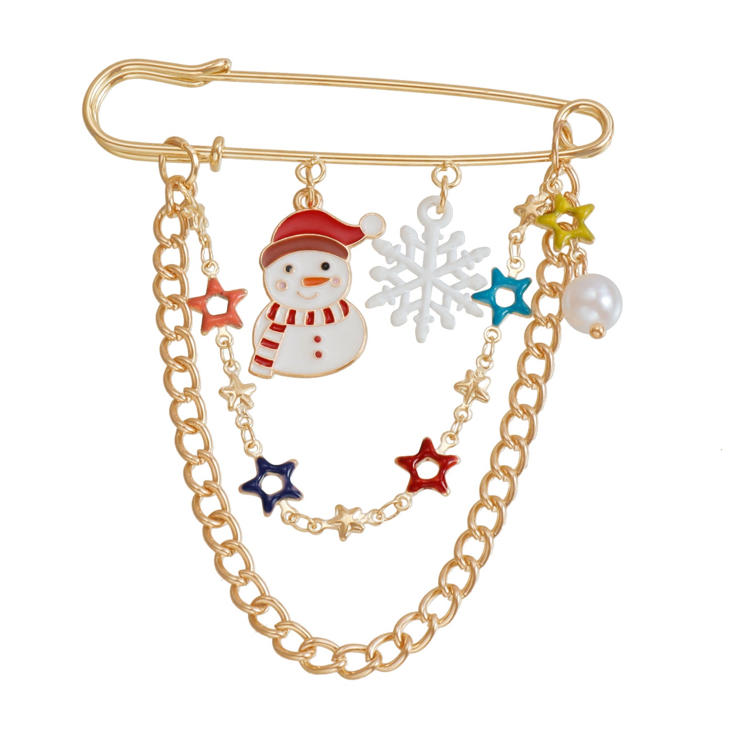Broche Original de Copo de Nieve Geométrico con Forma de Estrella para Mujer, Chapado en Aleación, Pin Decorativo para Regalo de Navidad y Uso Conmemorativo