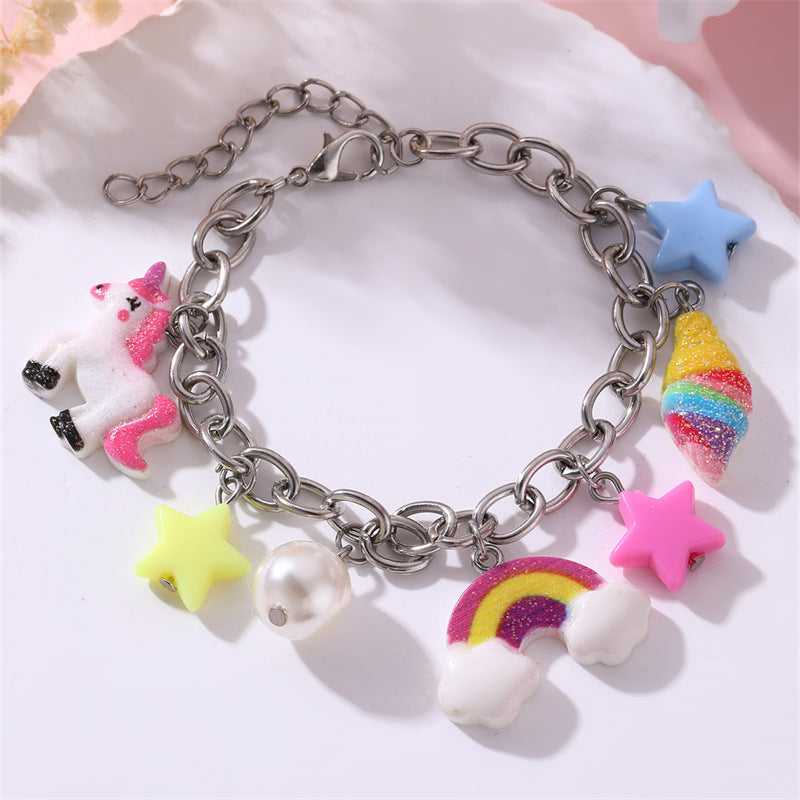 Braccialetto per Bambini Stile Punk a Stella Geometrica Elettroplaccato in Materiali Misti