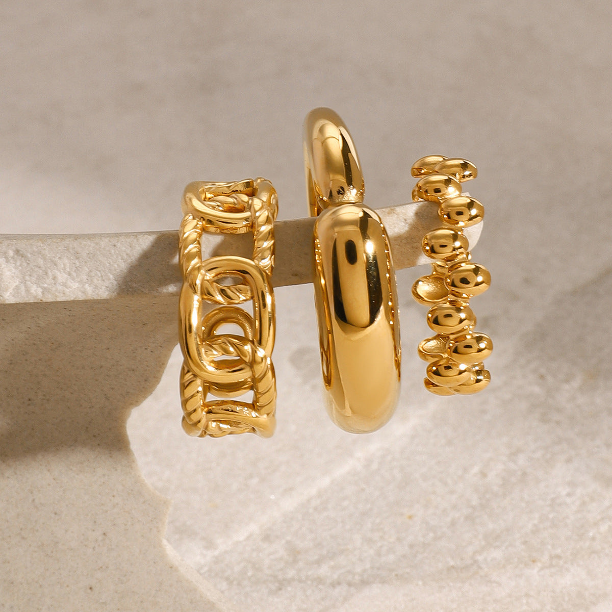 Geometric Stainless Steel Plated Ring for Women