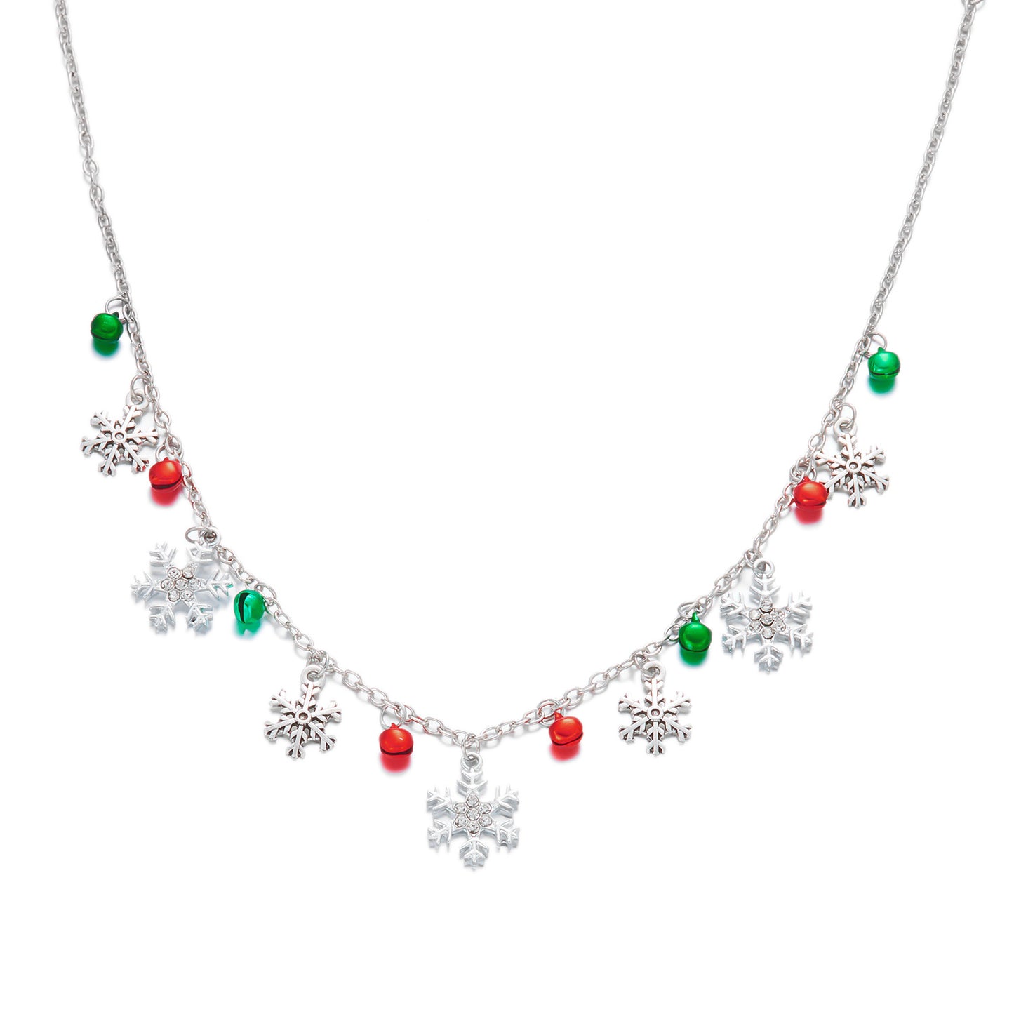 Juego de collar y pulsera con colgante de copo de nieve temático navideño con incrustaciones de diamantes de imitación y aleación chapada para regalo navideño unisex