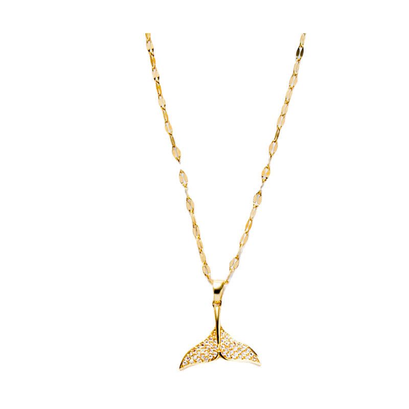 Minimalist Dolphin-Shaped Titanium Steel Pendant Necklace with Plated Finish for Women