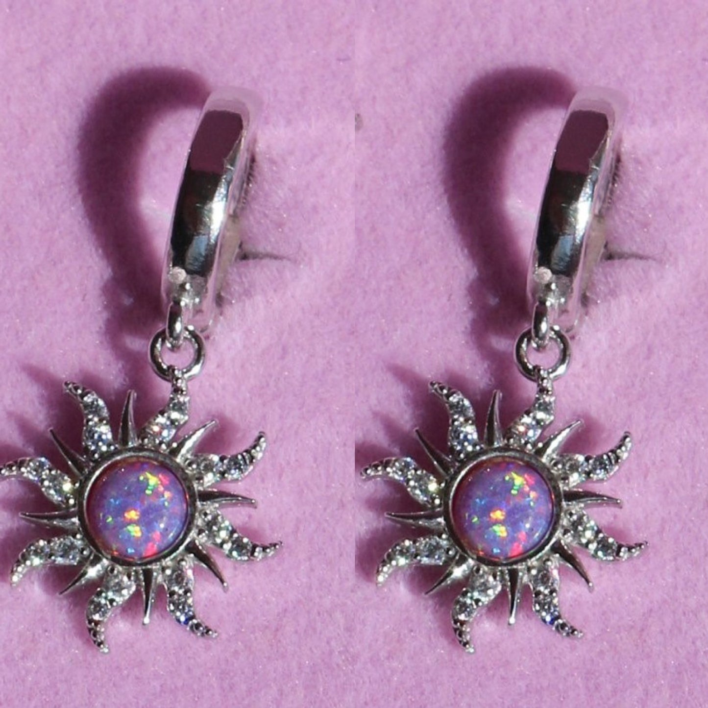 Artistic Geometric Opal Pendant Necklace with Micro-Paved Zircon Stars in Copper Chain