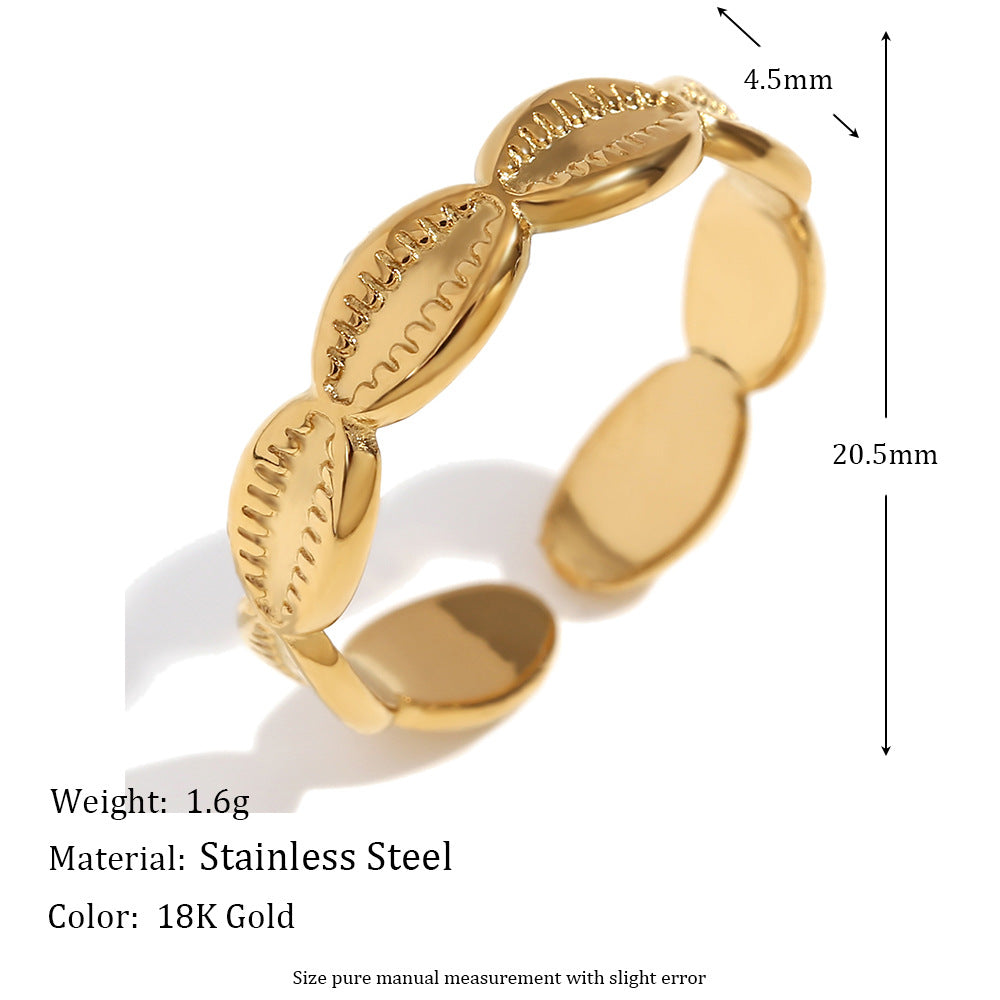 Anello da donna regolabile in acciaio inossidabile con placcatura in oro 18 carati dal design geometrico creativo, accessorio di moda con motivo a denti