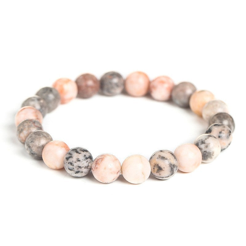 Natural Volcanic Stone and Agate Beaded Bracelet Geometric Round Unisex Fashion Jewelry