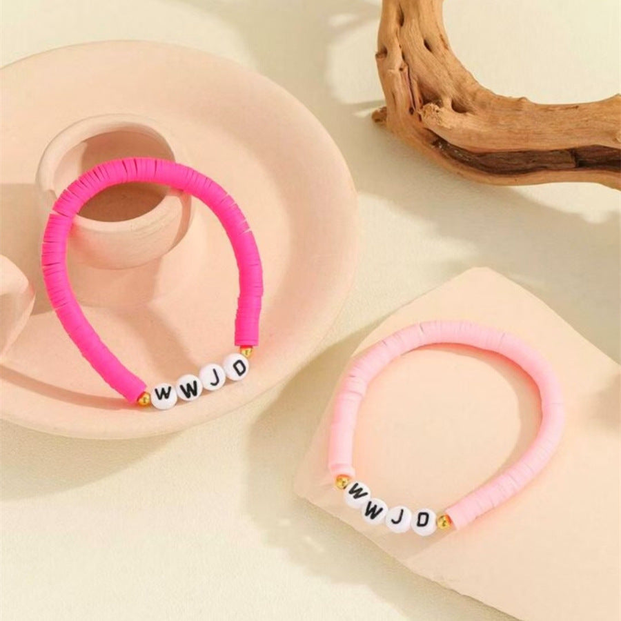 Fashion Handmade Geometric Letter Polymer Clay Acrylic Bracelet Unisex
