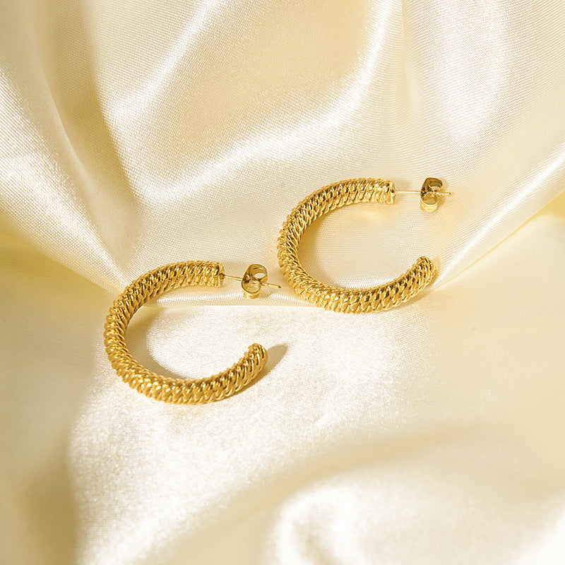 Orecchini minimalisti geometrici a U in acciaio inossidabile placcati oro 18 carati da donna
