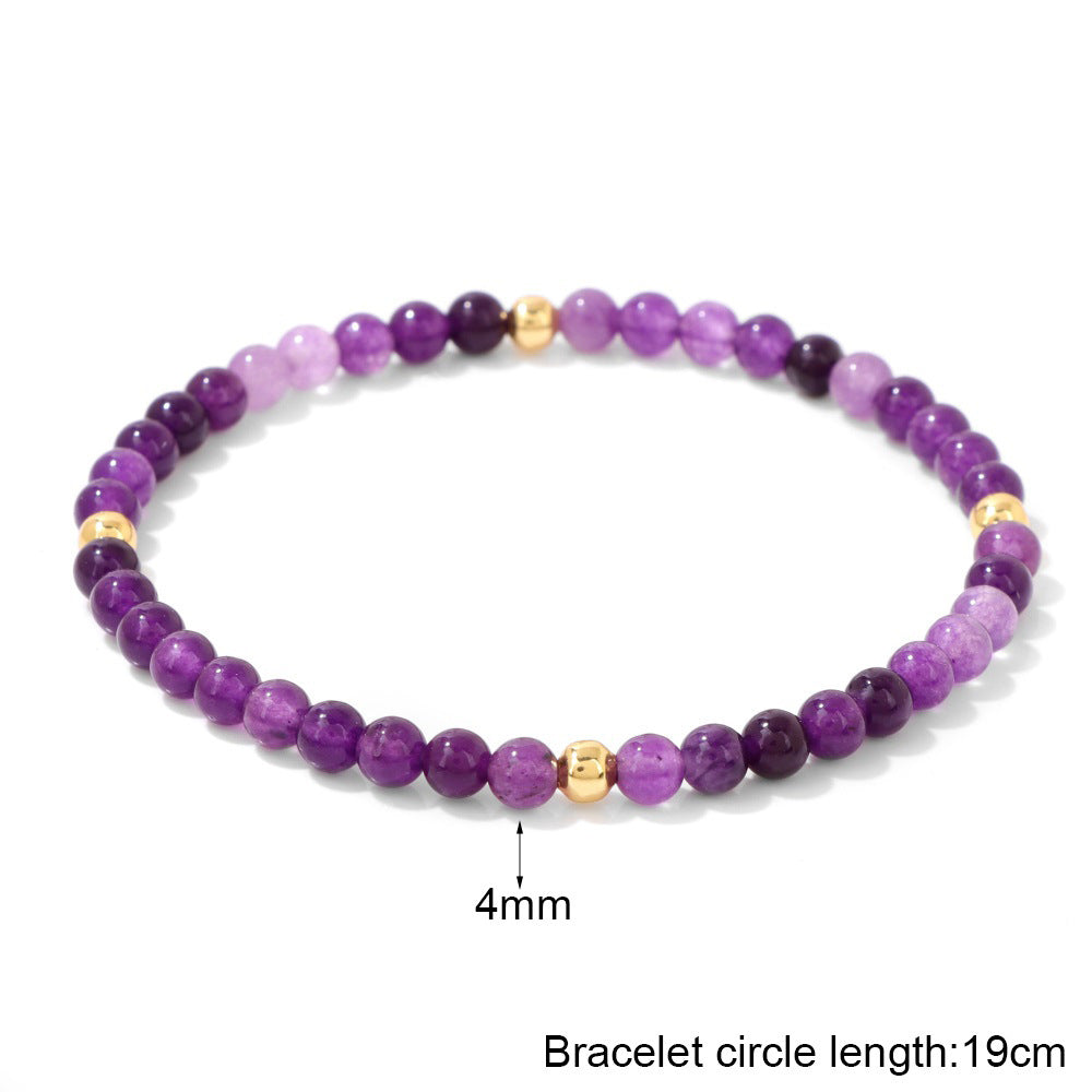 Vintage Geometric Amethyst Rose Quartz Beaded Bracelet for Women