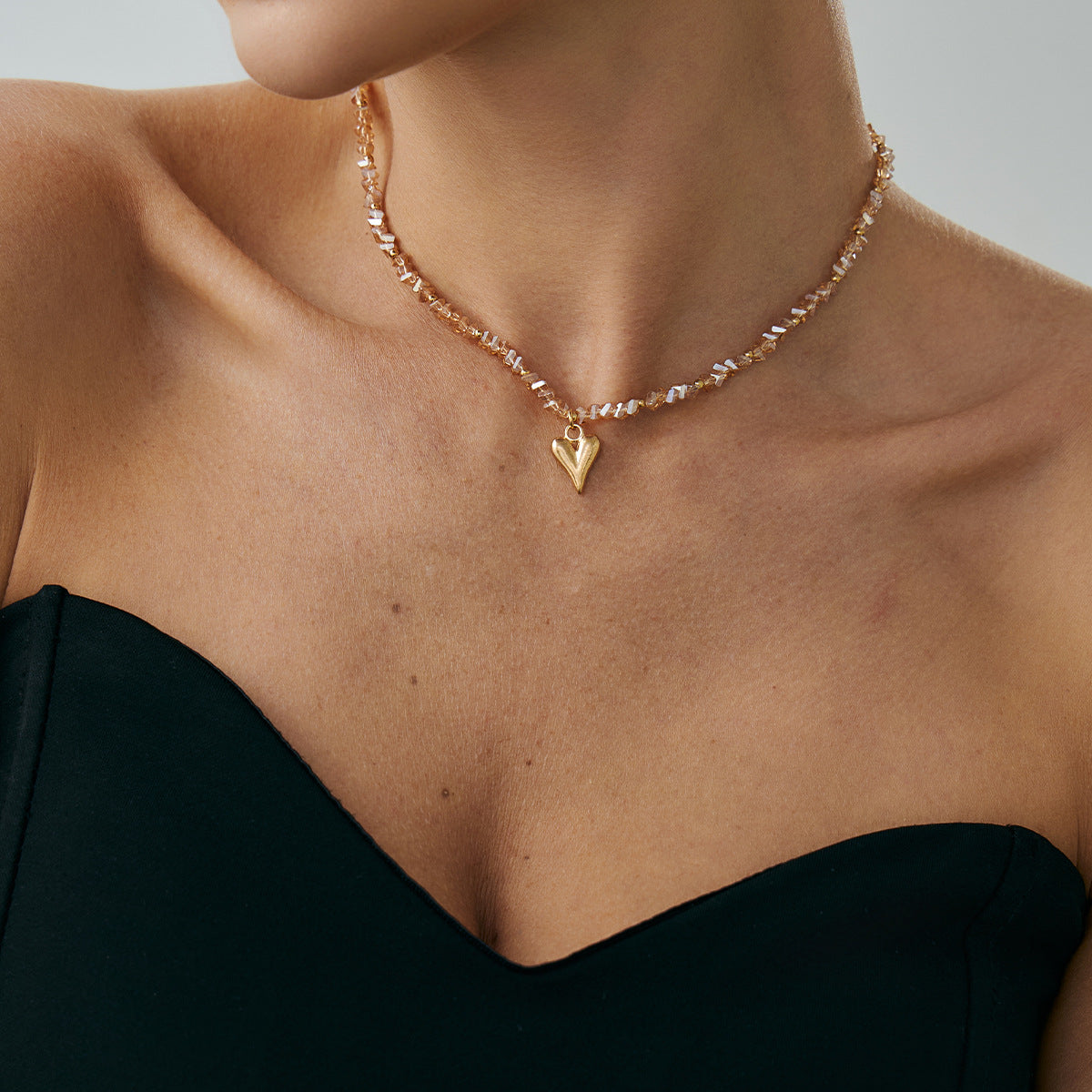 Minimalist Alloy Drip Oil Heart Pendant Necklace for Women