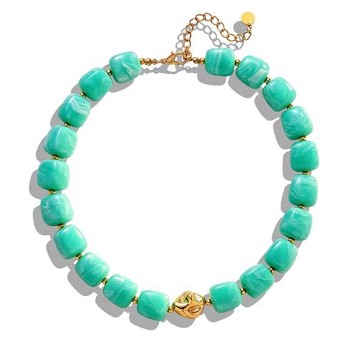 Casual Square Resin Polished Pendant Necklace for Women