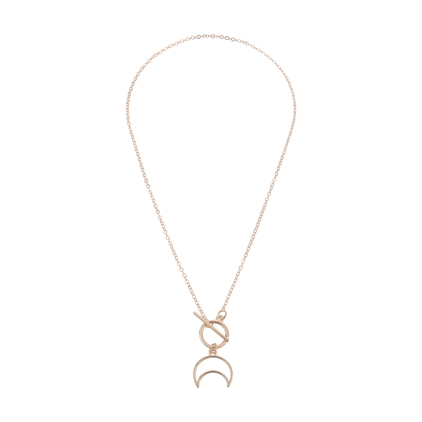 Fashion Moon-Shaped Alloy Necklace with Plated Finish for Women Geometric Pendant on Tiny-Link Chain