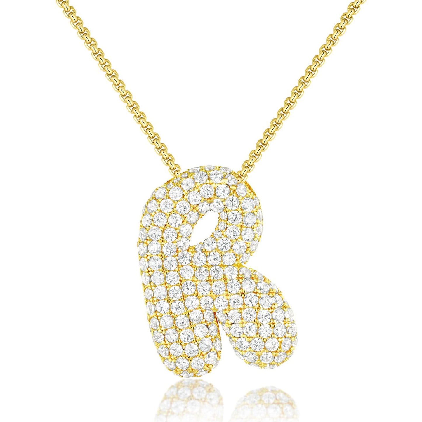 Luxury Elegant Gold Silver Plated Brass Letter Pendant Necklace with Cubic Zirconia for Women
